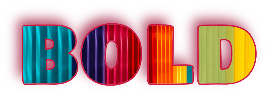 BOLD word mask filled with multicolored stripes