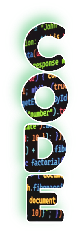 CODE stacked vertically filled with code editor