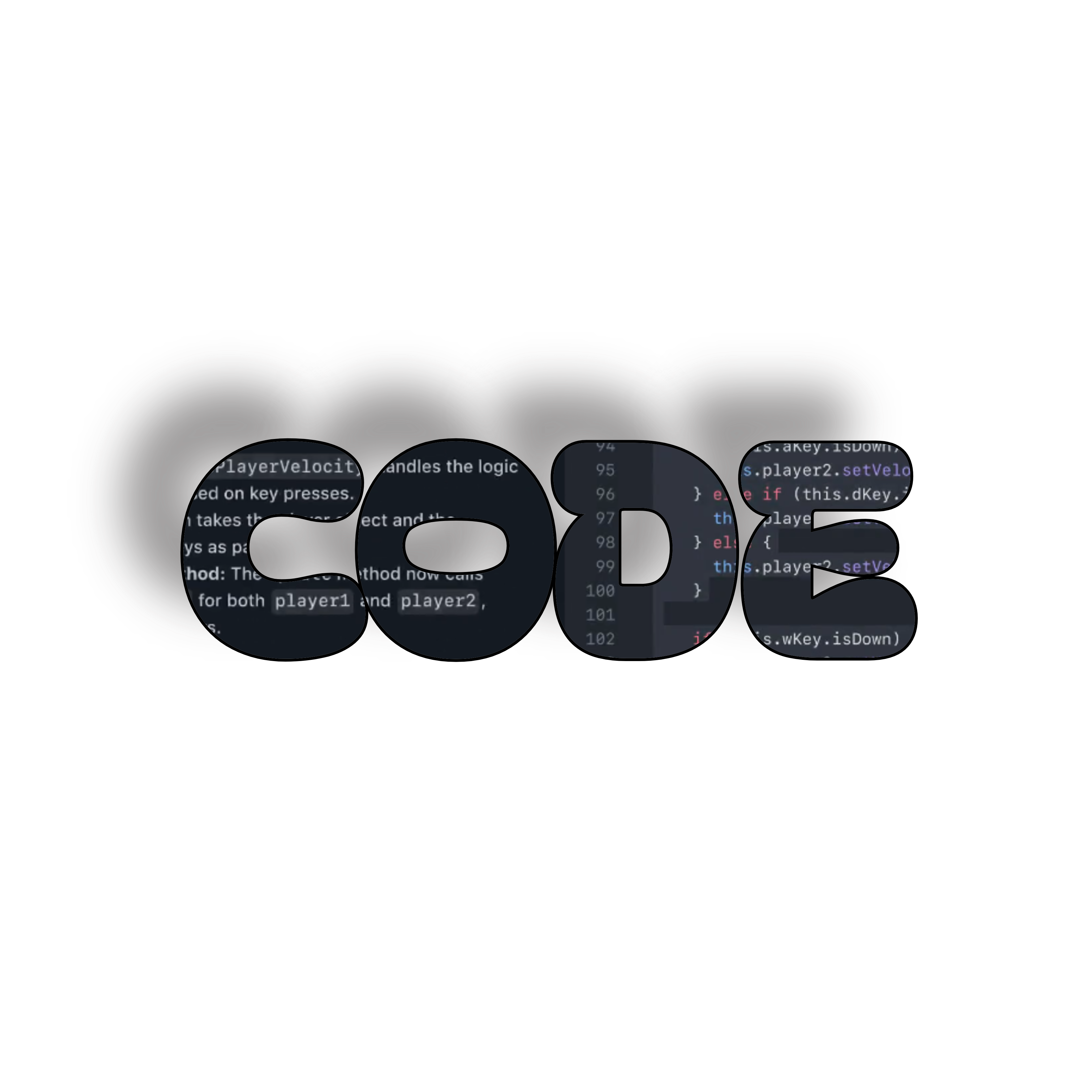 CODE word mask filled with code editor