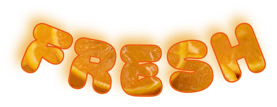 FRESH word mask filled with citrus halves