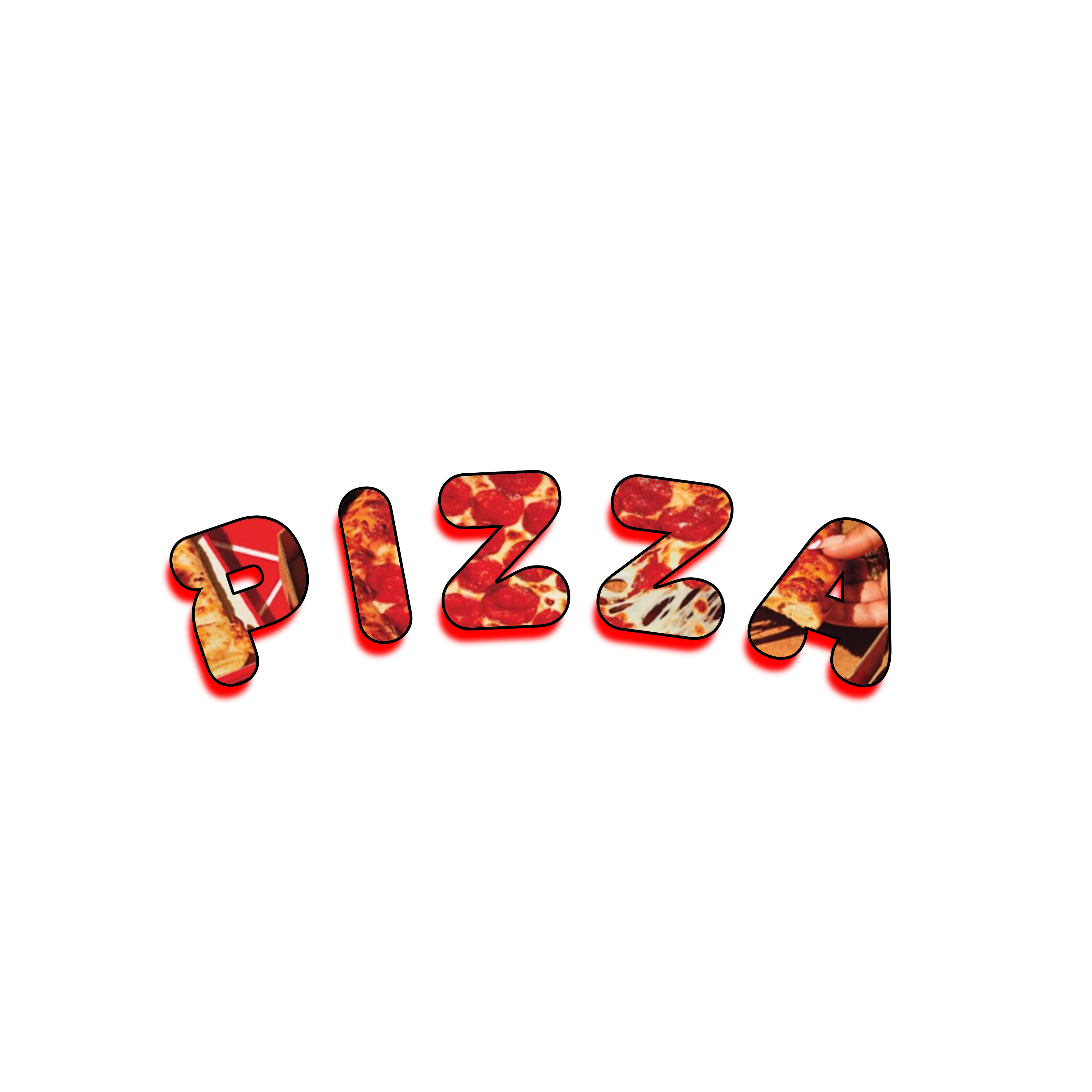 PIZZA word mask filled with pizza imagery